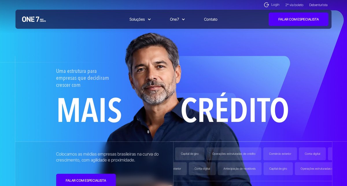 Site One7 Mais Crédito construído em Webflow pela GH Brandtech